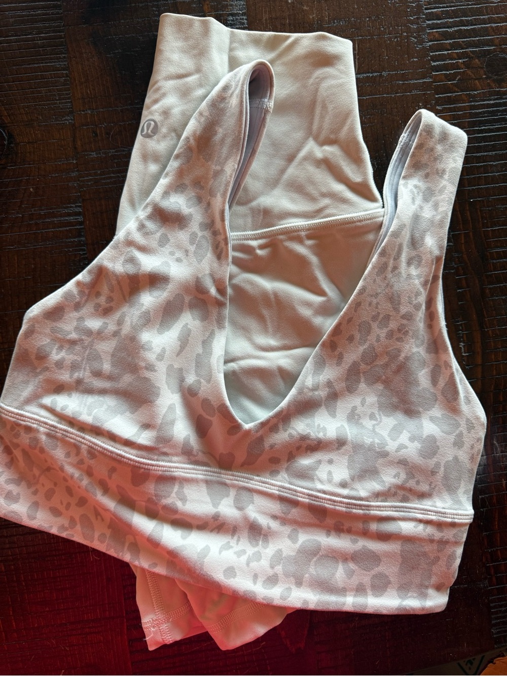 lululemon athletica Light Bone Leopard-Print w reversible Sports Bra